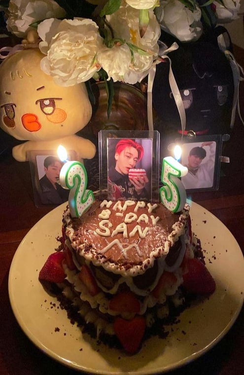 Happy birthday san!! Made a cake with my friends to celebrate
