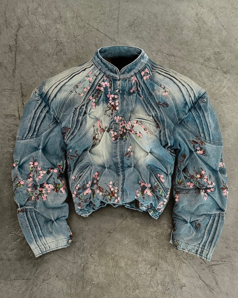 Badson us cherry blossom denim Lsize（Badson us cherry