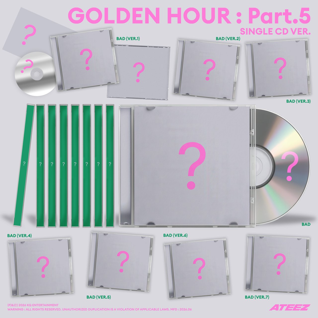 ATEEZ GOLDEN HOUR : Part.5 'BAD Single CD' (US ONLY) Pre-order