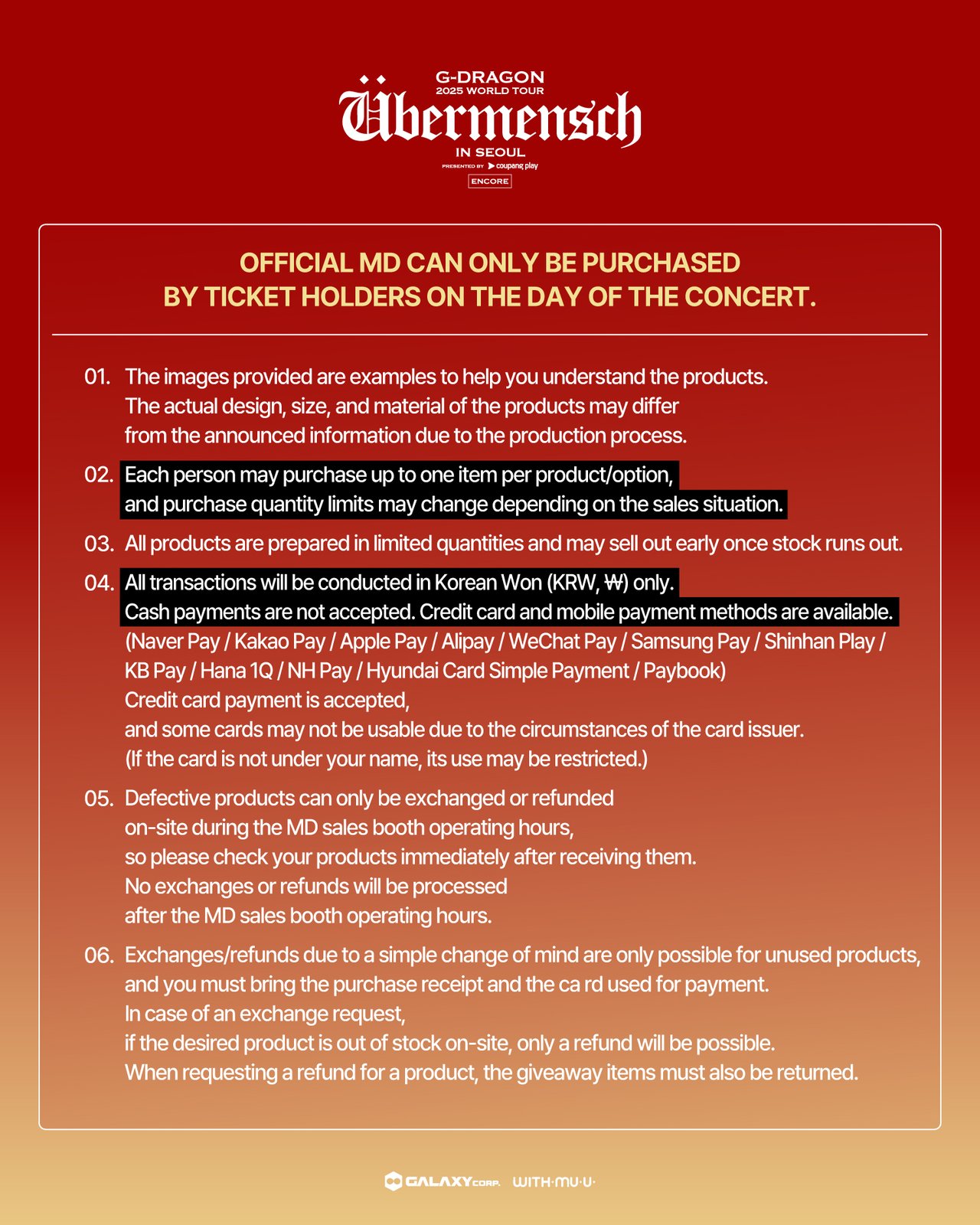 G-DRAGON 2025 WORLD TOUR [Übermensch] IN SEOUL : ENCORE, presented