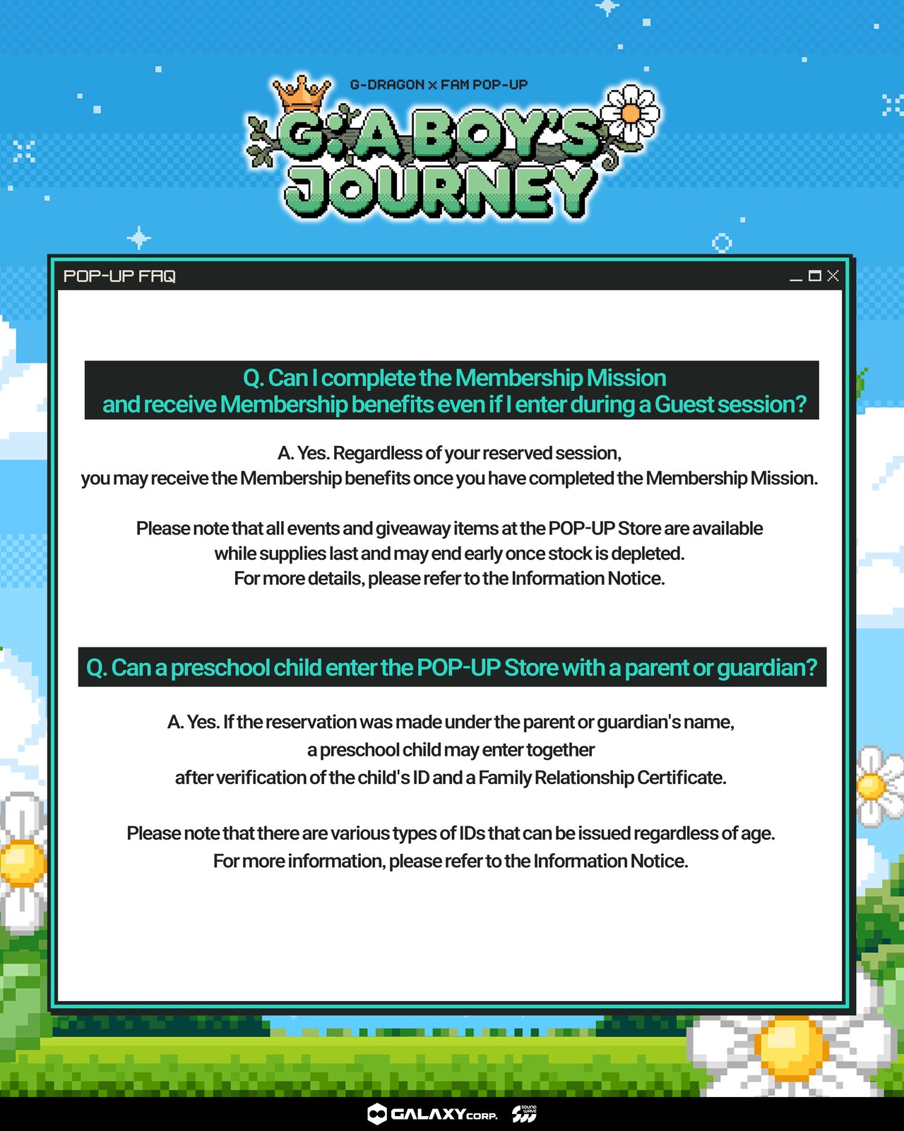 G-DRAGON x FAM POP-UP [G: A BOY'S JOURNEY] FAQ