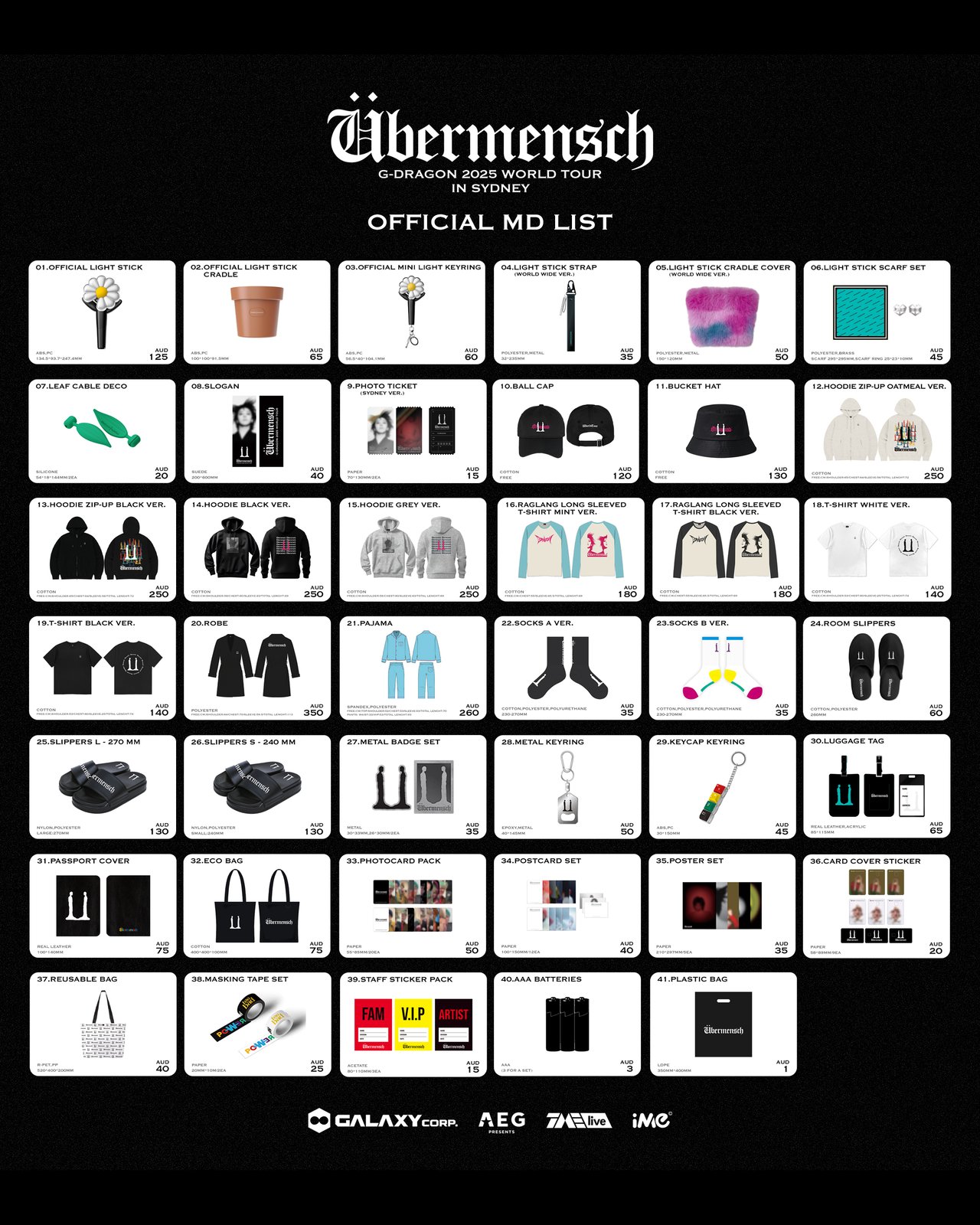 G-DRAGON 2025 WORLD TOUR [Übermensch] IN SYDNEY OFFICIAL MD ON