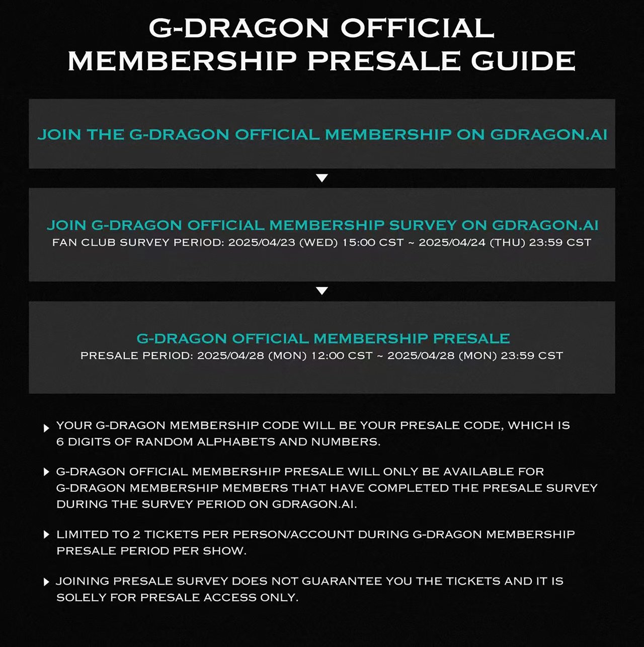 G-DRAGON OFFICIAL MEMBERSHIP PRESALE SURVEY FOR “G-DRAGON 2025