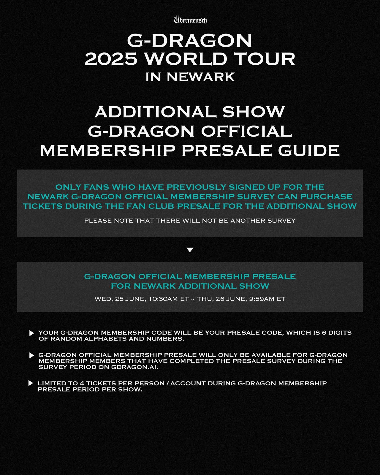 G-DRAGON 2025 WORLD TOUR [Übermensch] IN NEWARK ADDITIONAL SHOW