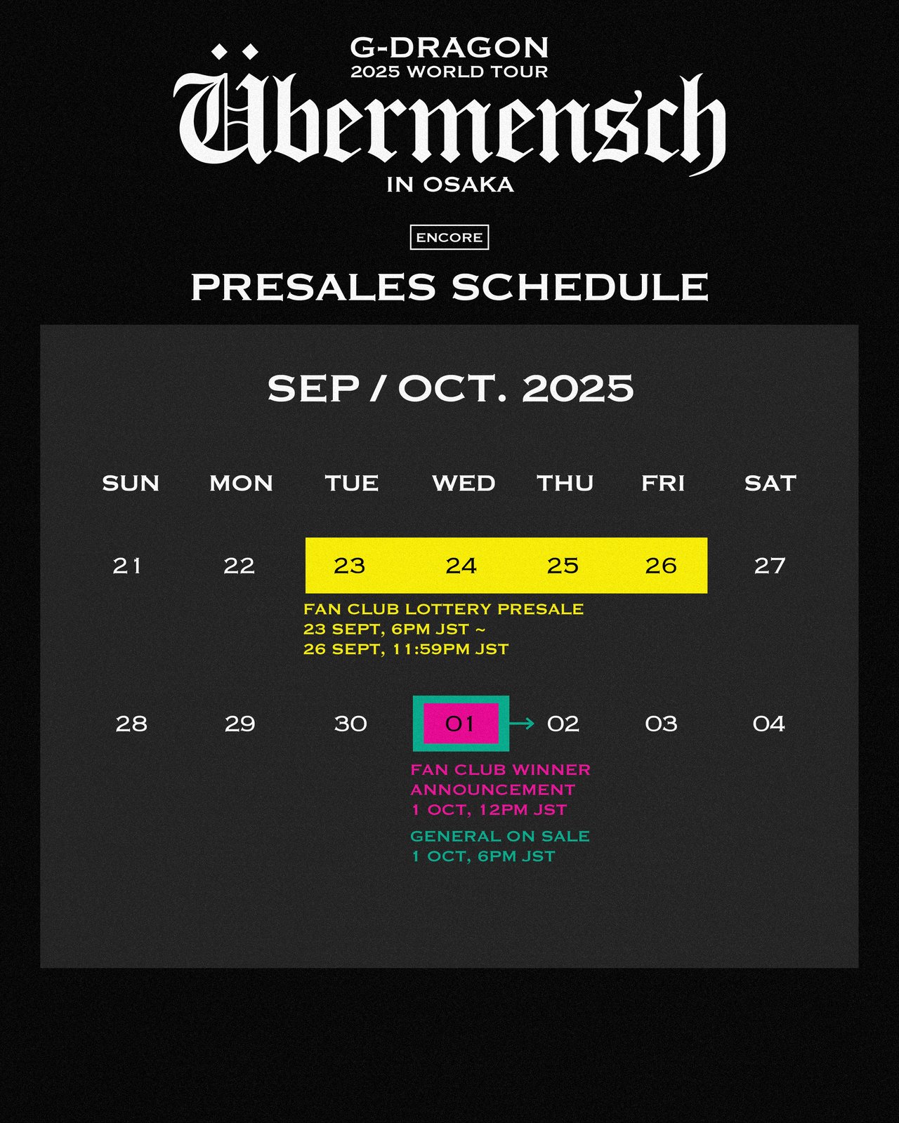 G-DRAGON Übermensch VIP 特典 ジヨン 大阪 京セラ 大阪公演】G-DRAGON 2025 WORLD TOUR [Übermensch] IN JAPAN