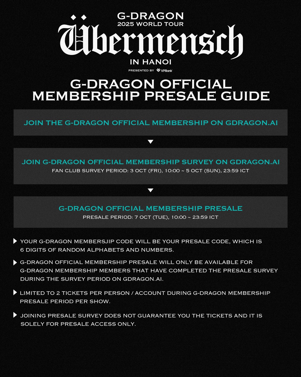 G-DRAGON OFFICIAL MEMBERSHIP PRESALE SURVEY FOR “G-DRAGON 2025