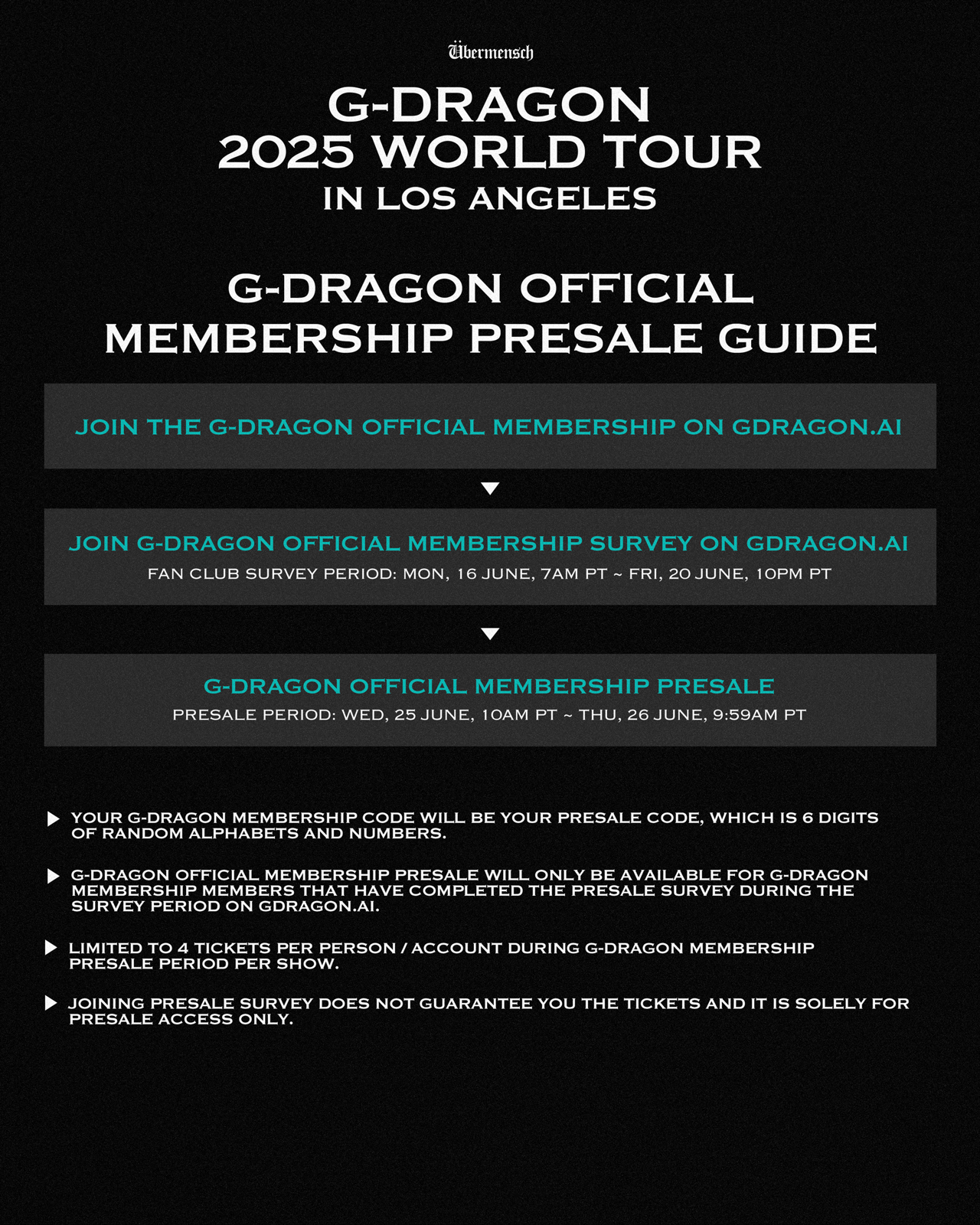 G-DRAGON 2025 WORLD TOUR [Übermensch] IN LOS ANGELES ANNOUNCEMENT