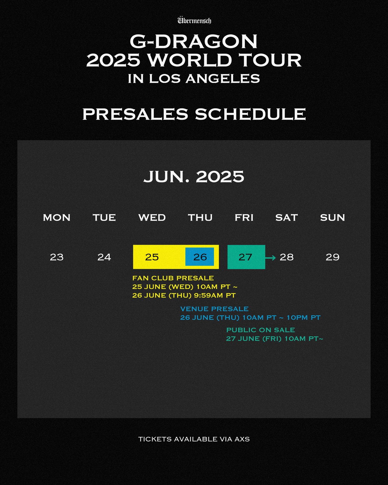 G-DRAGON 2025 WORLD TOUR [Übermensch] IN LOS ANGELES ANNOUNCEMENT