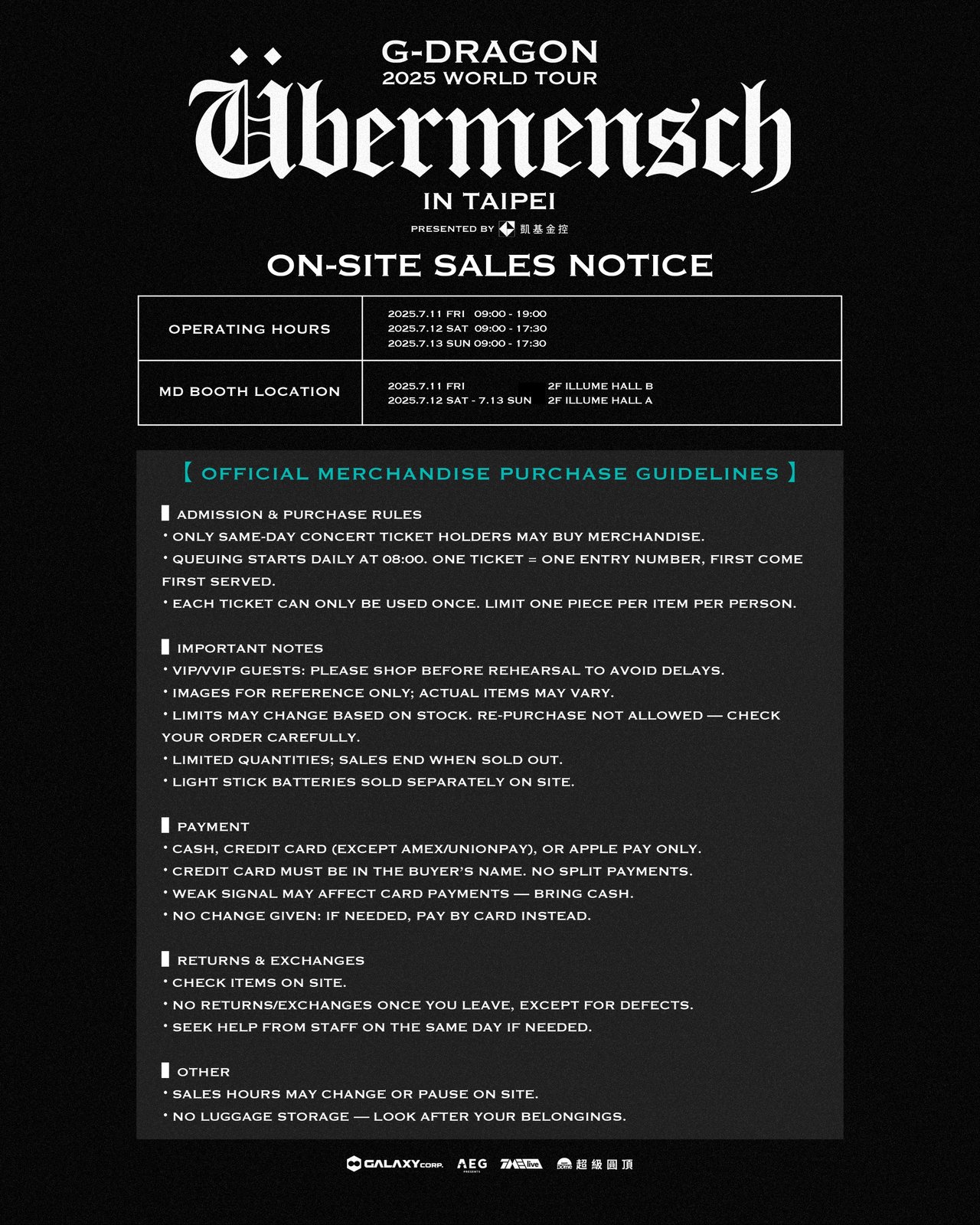 G-DRAGON 2025 WORLD TOUR [Übermensch] IN TAIPEI, presented