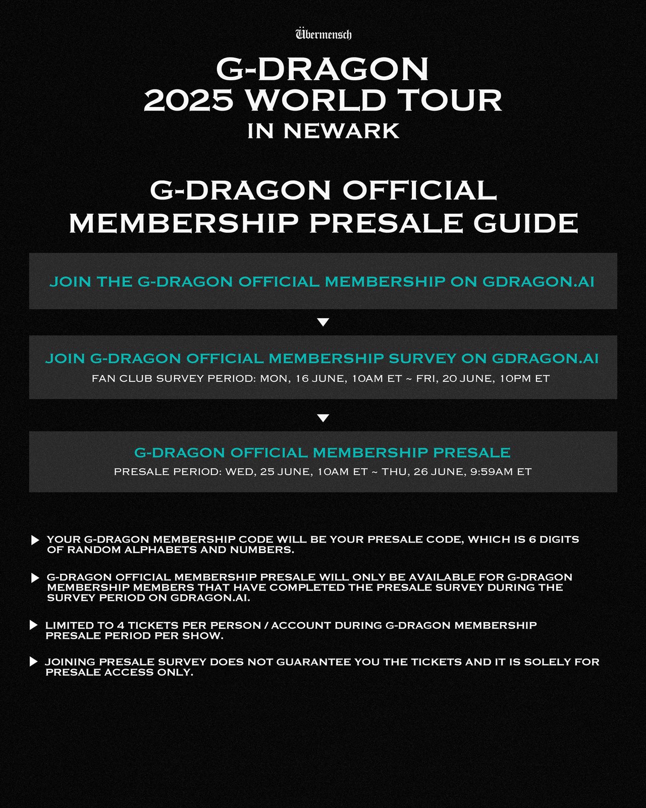 G-DRAGON 2025 WORLD TOUR [Übermensch] IN NEWARK ANNOUNCEMENT