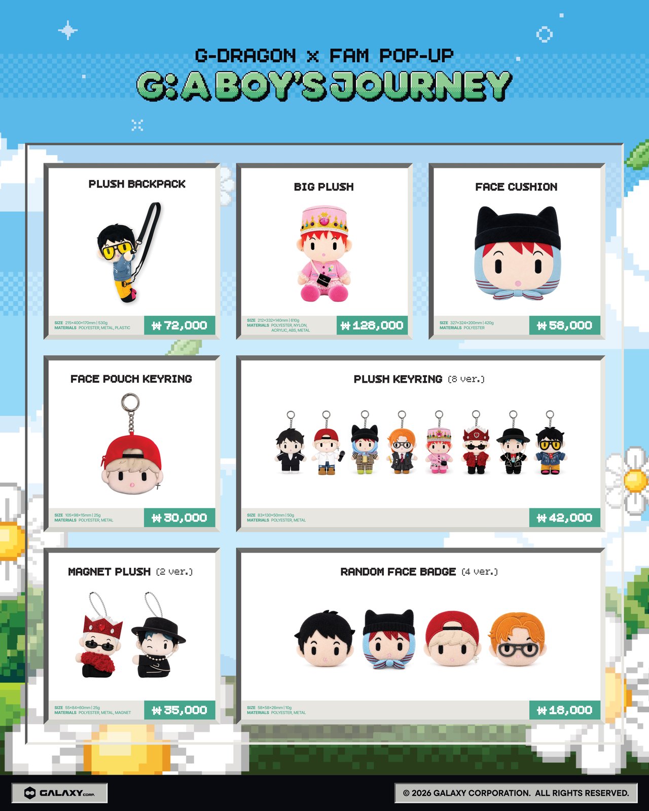 G-DRAGON x FAM POP-UP [G: A BOY'S JOURNEY] OFFICIAL MERCH LINE-UP
