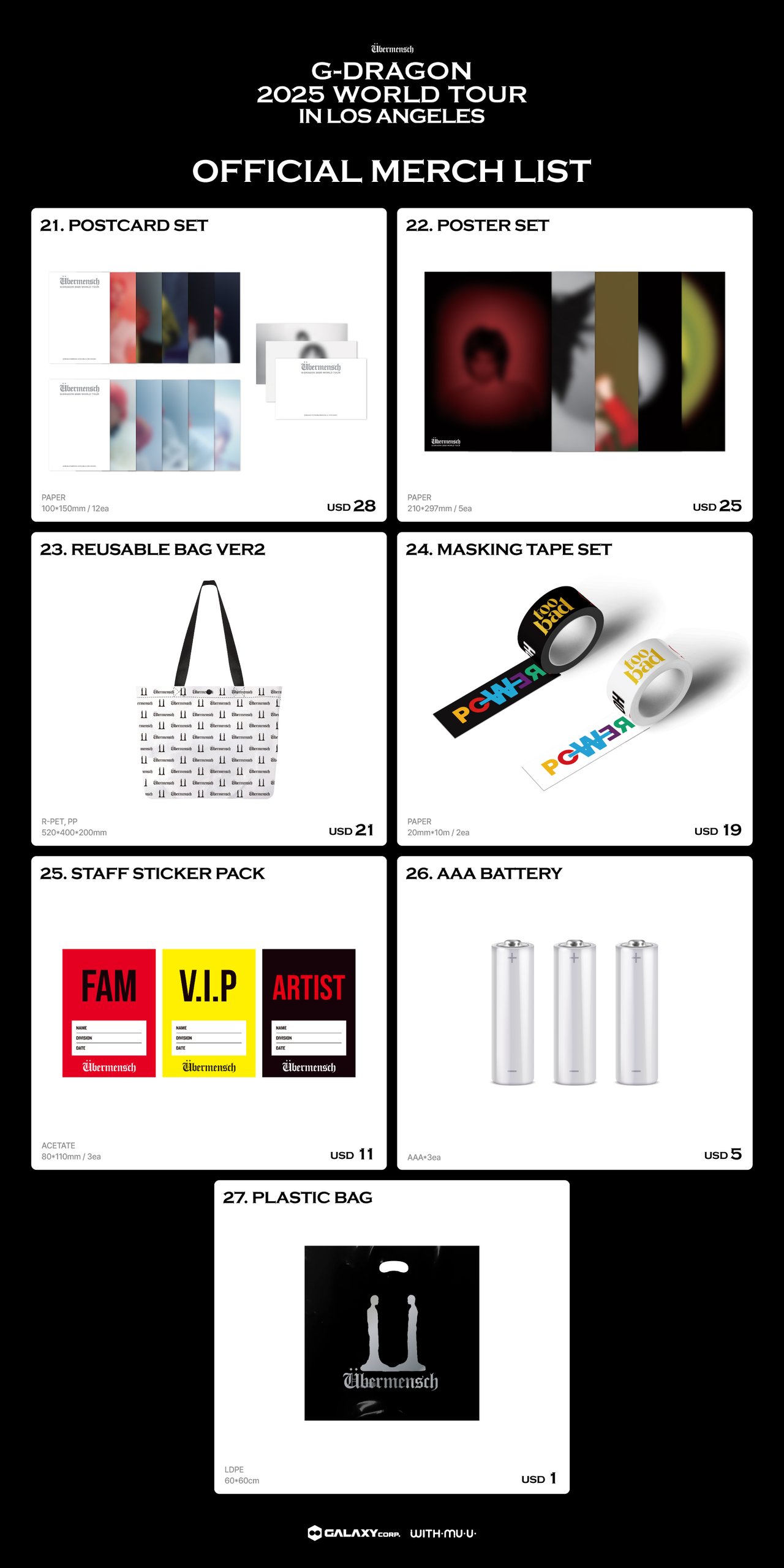 G-DRAGON 2025 WORLD TOUR [Übermensch] IN LOS ANGELES OFFICIAL MD