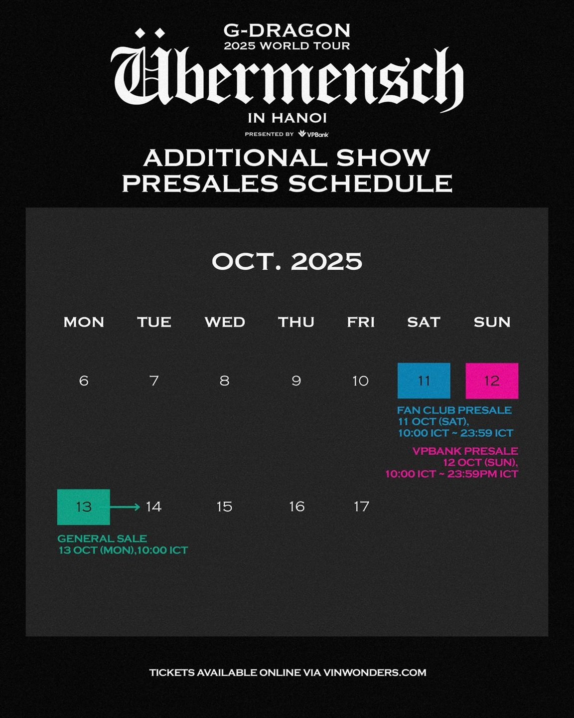 G-DRAGON 2025 WORLD TOUR VIPパスセット HANOI G-DRAGON 2025 WORLD TOUR [Übermensch] IN HANOI, presented by
