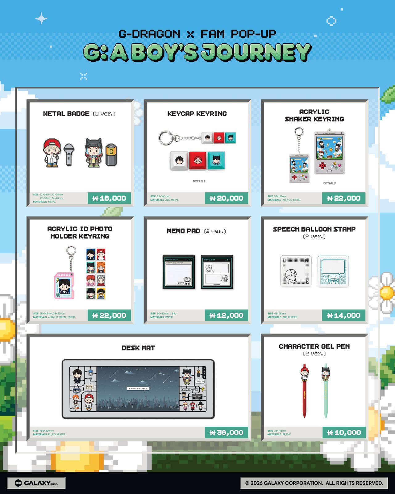 G-DRAGON x FAM POP-UP [G: A BOY'S JOURNEY] OFFICIAL MERCH LINE-UP