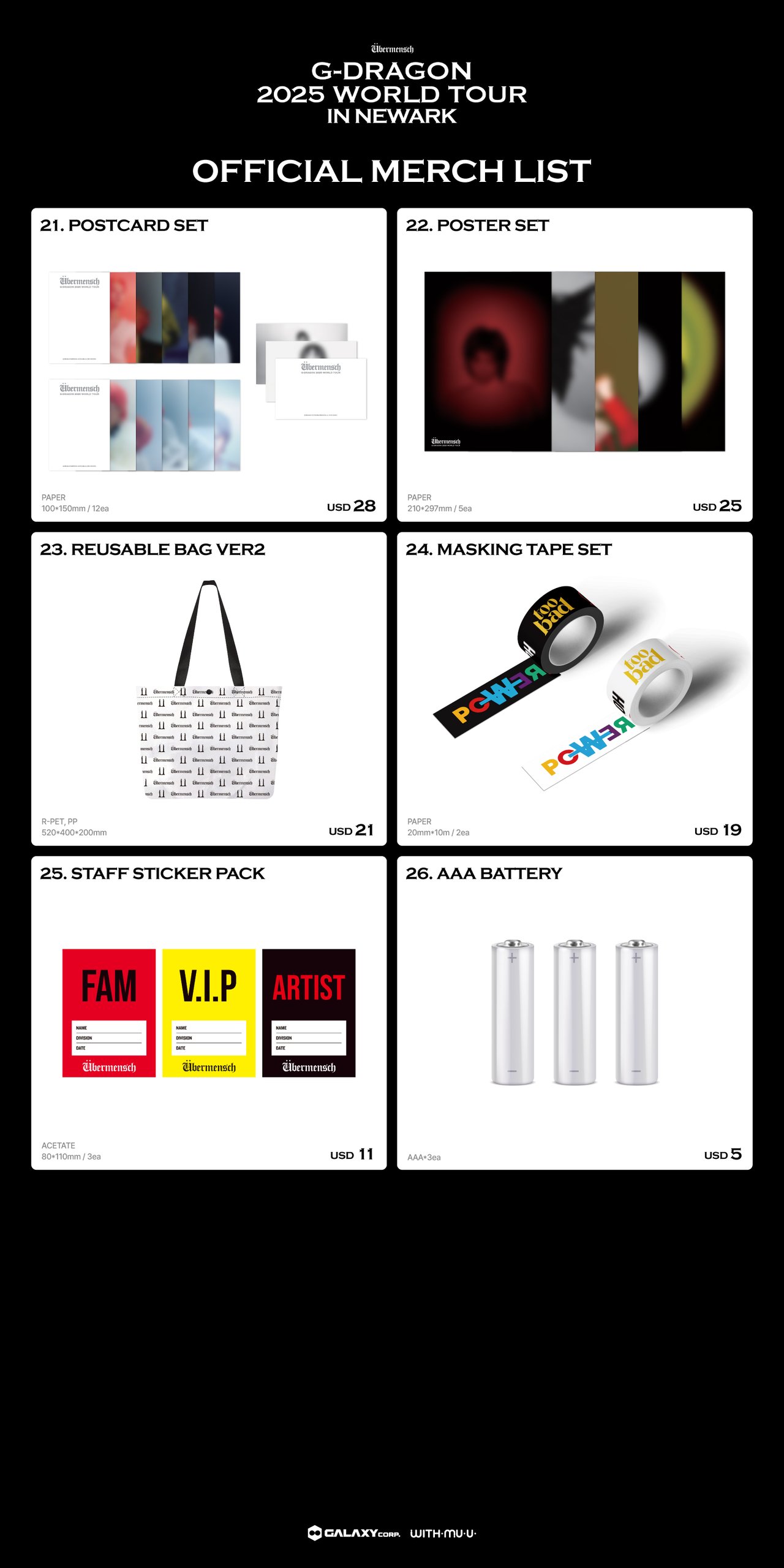 G-DRAGON 2025 WORLD TOUR [Übermensch] IN NEWARK OFFICIAL MD ON