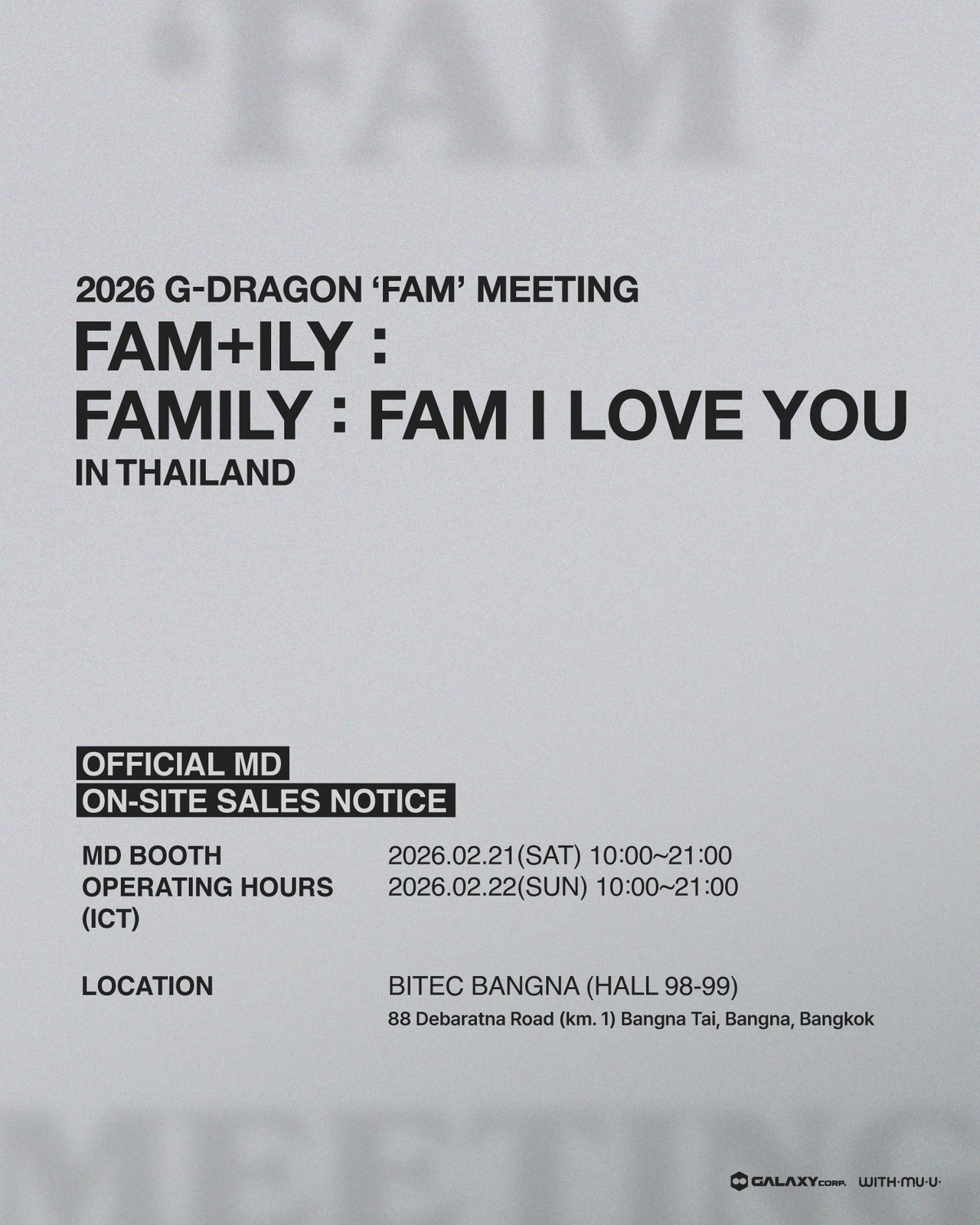 2026 G-DRAGON 'FAM' MEETING [FAM+ILY : FAMILY : FAM I LOVE YOU] IN
