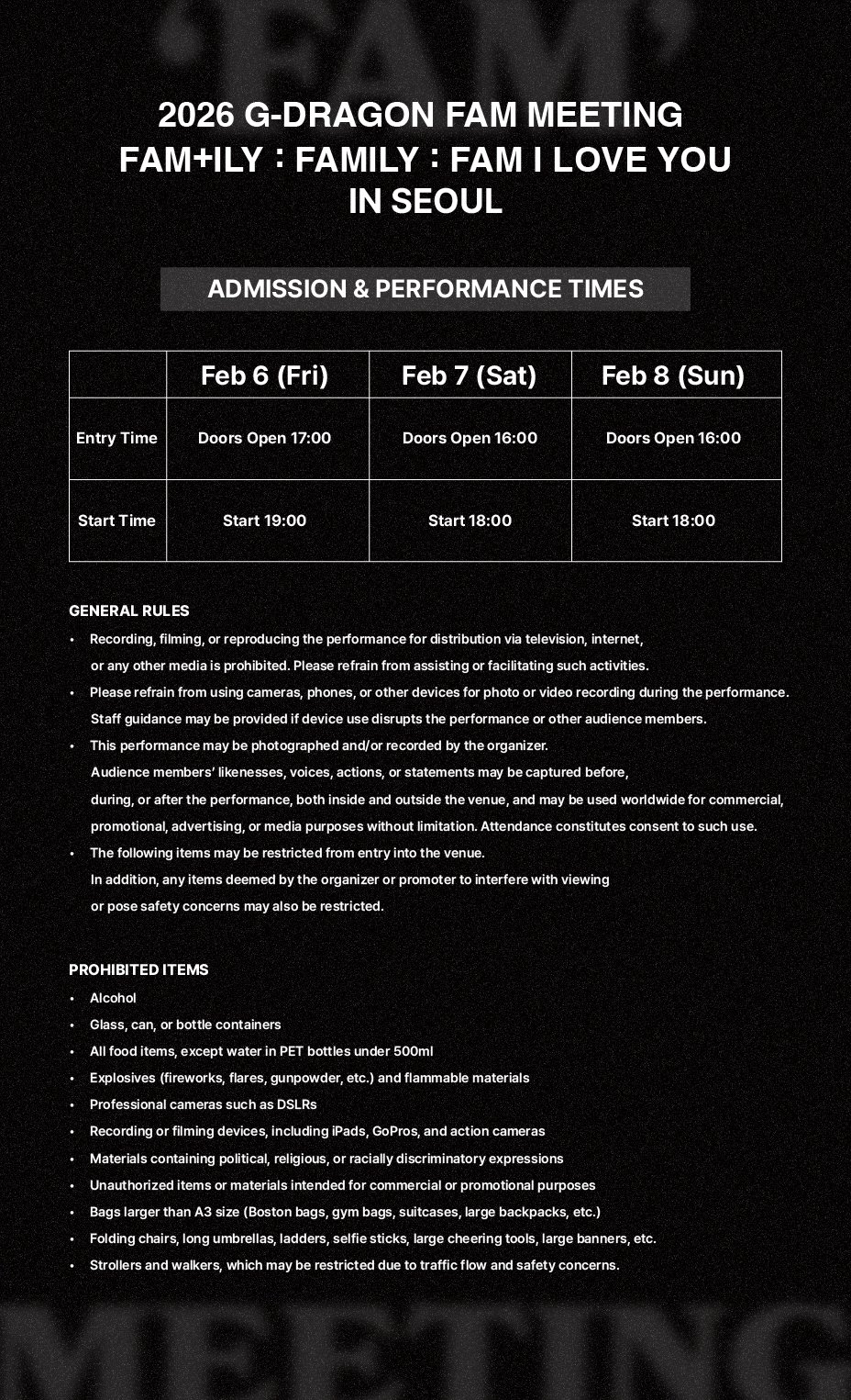 2026 G-DRAGON 'FAM' MEETING [FAM+ILY : FAMILY : FAM I LOVE YOU