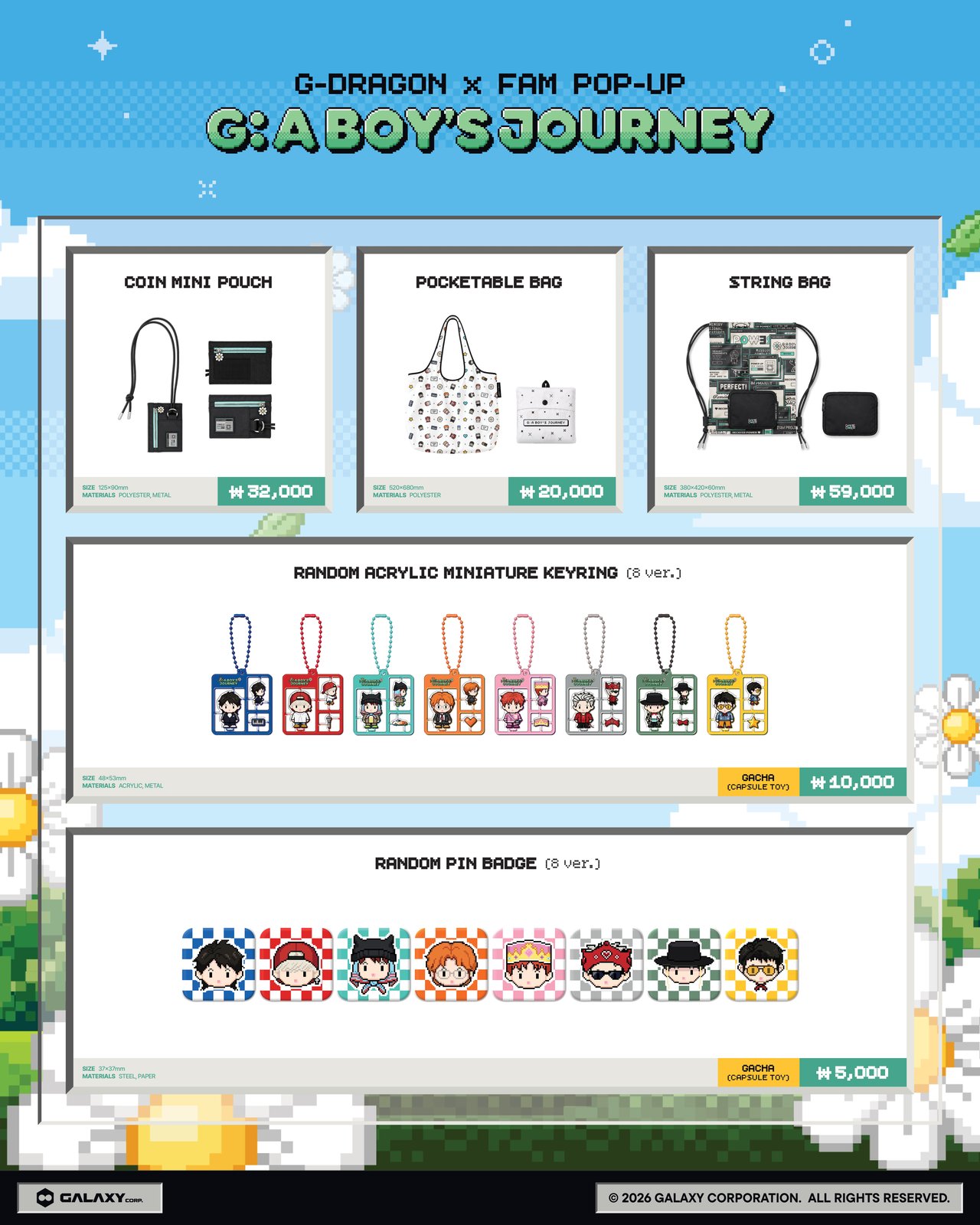 G-DRAGON x FAM POP-UP [G: A BOY'S JOURNEY] OFFICIAL MERCH LINE-UP