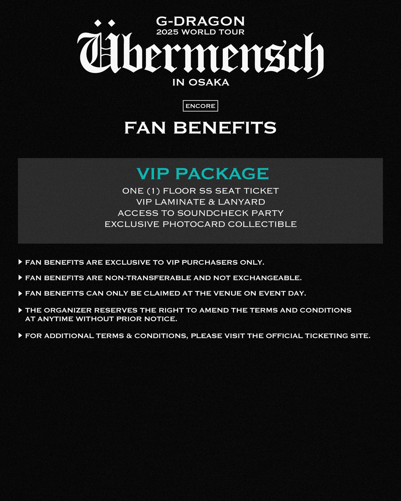 G-DRAGON ÜBERMENSCH 大阪　VIP特典 G-DRAGON 京セラドーム大阪 VIP特典｜Yahoo!フリマ（旧PayPay