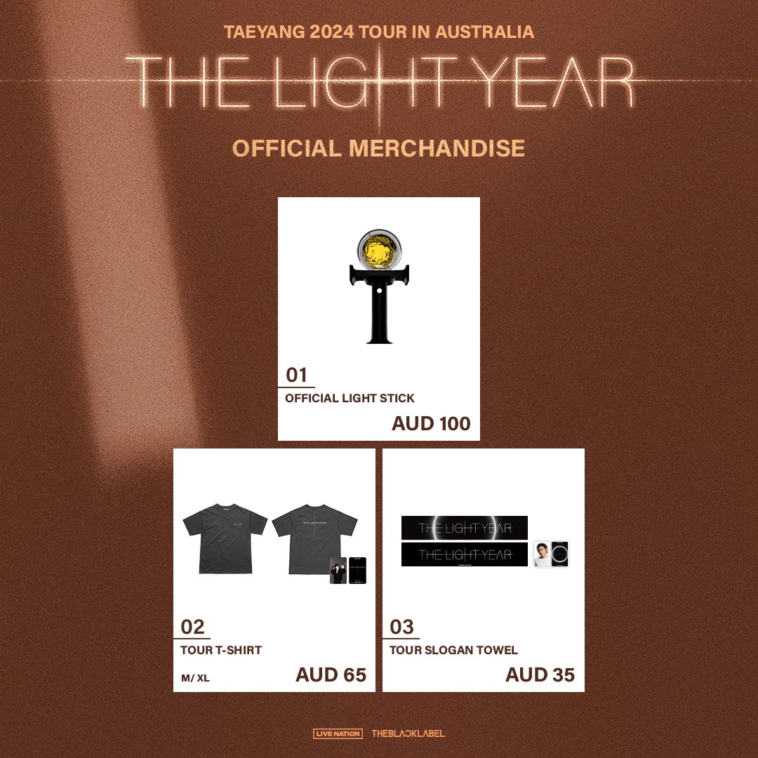 NOTICE] TAEYANG 2024 TOUR [THE LIGHT YEAR] OFFICIAL MERCHANDISE IN