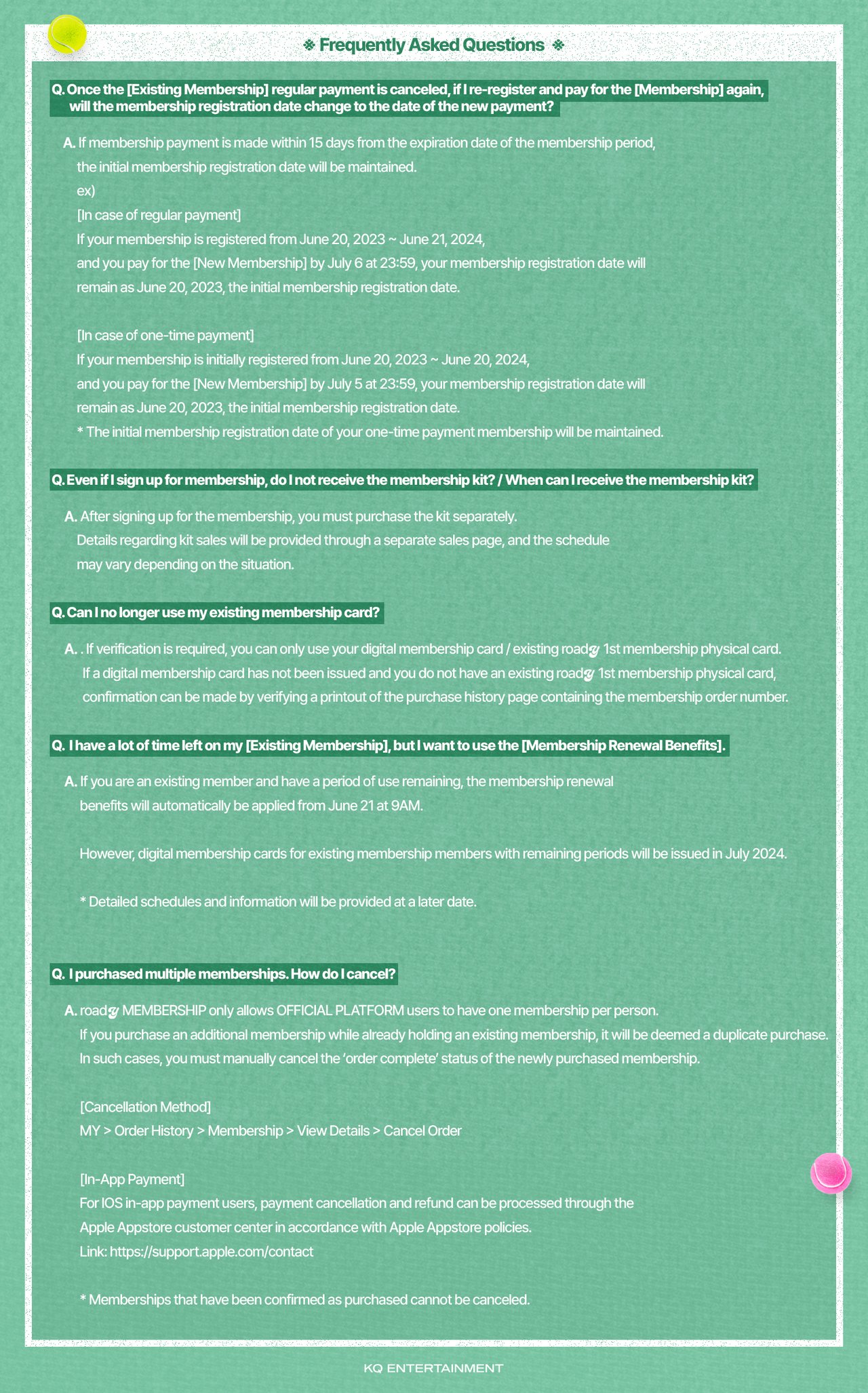 road𝓨 MEMBERSHIP Renewal Detailed Information