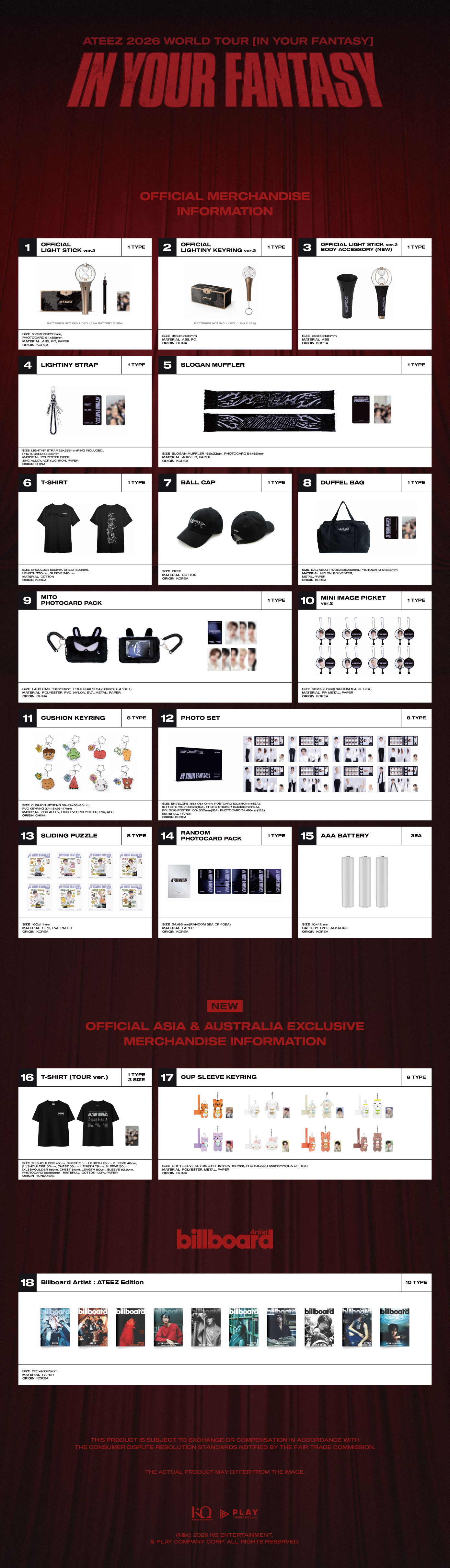 ATEEZ 2026 WORLD TOUR [IN YOUR FANTASY] IN ASIA & AUSTRALIA MERCH