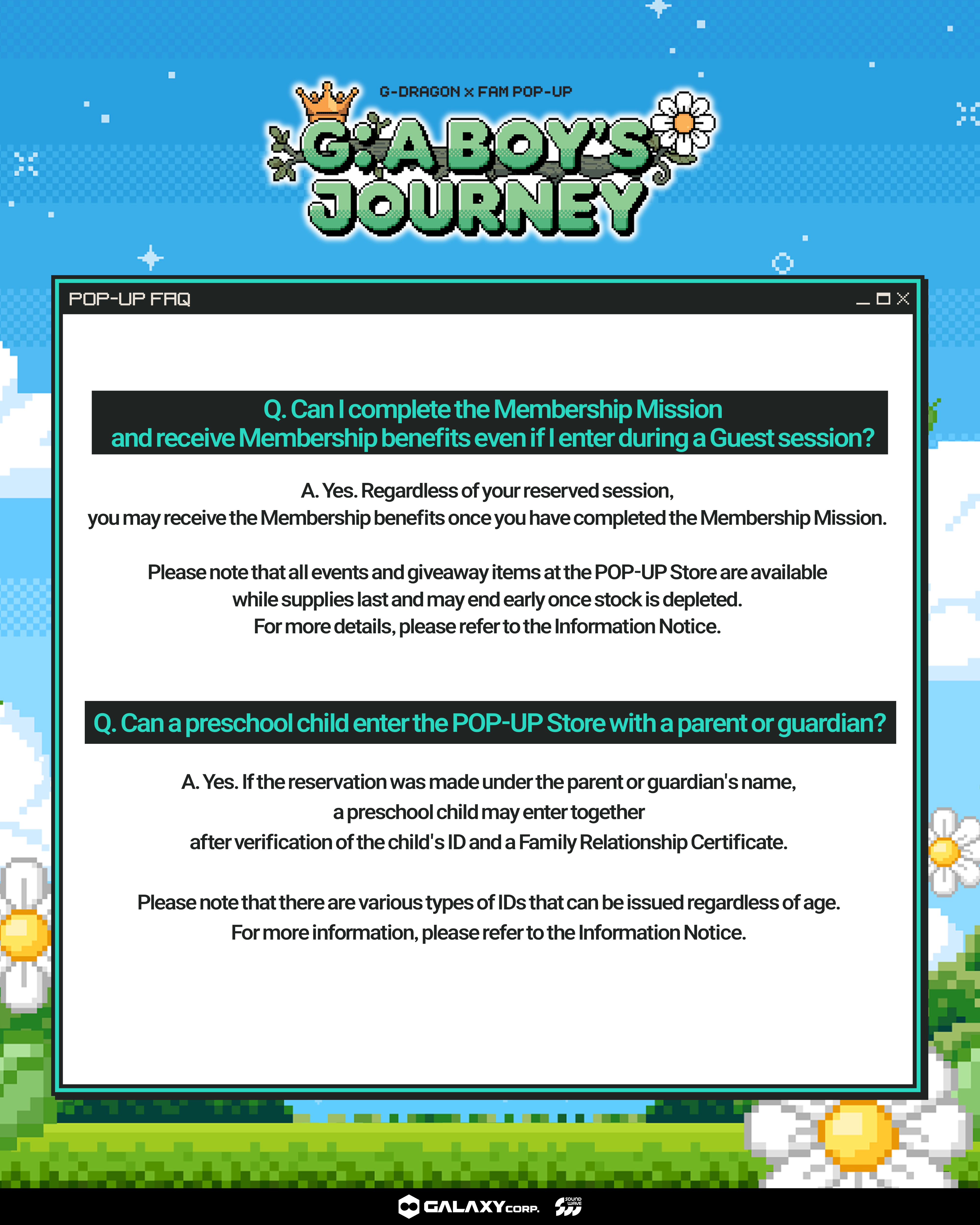 G-DRAGON x FAM POP-UP [G: A BOY'S JOURNEY] FAQ