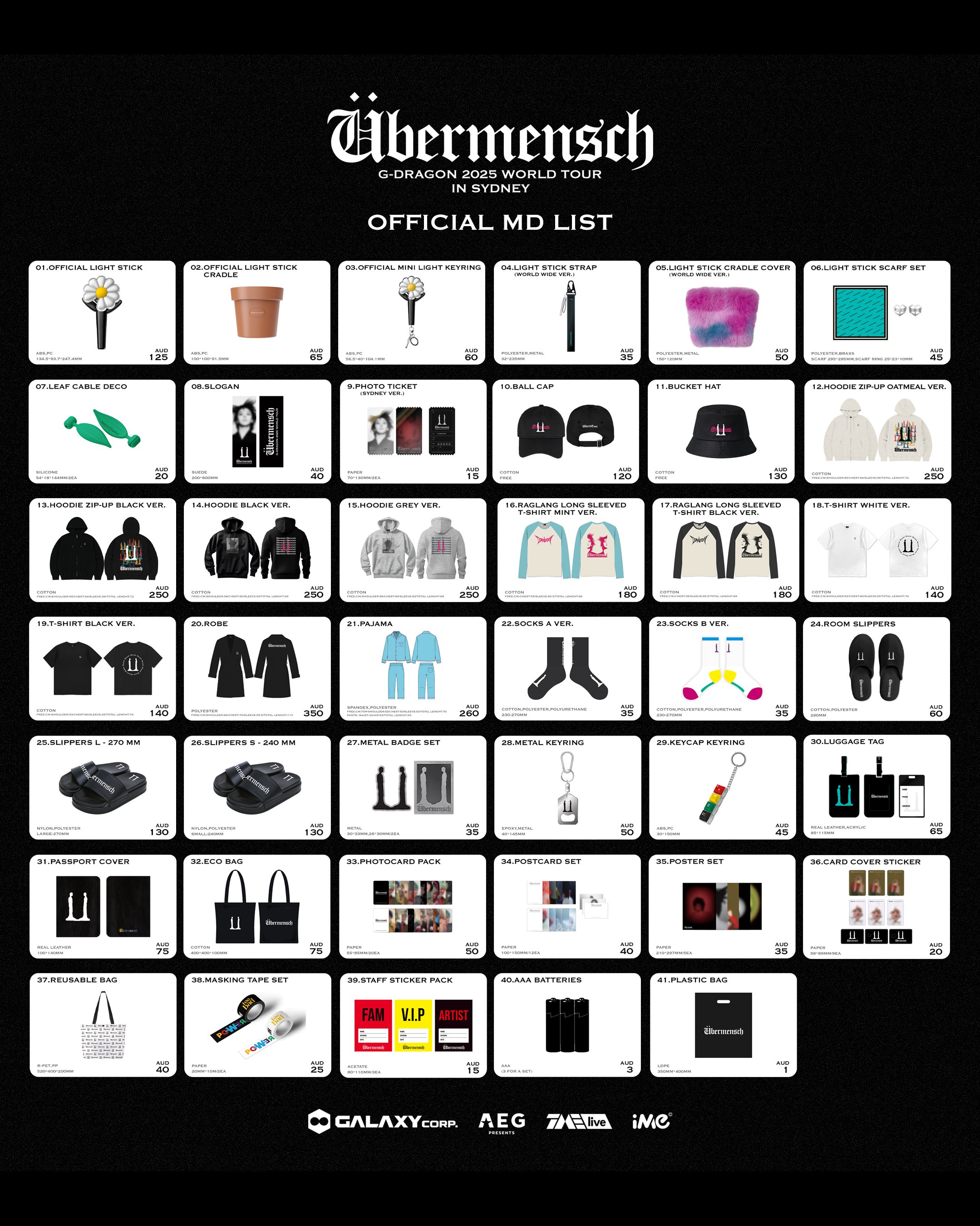 G-DRAGON 2025 WORLD TOUR [Übermensch] IN SYDNEY OFFICIAL MD ON